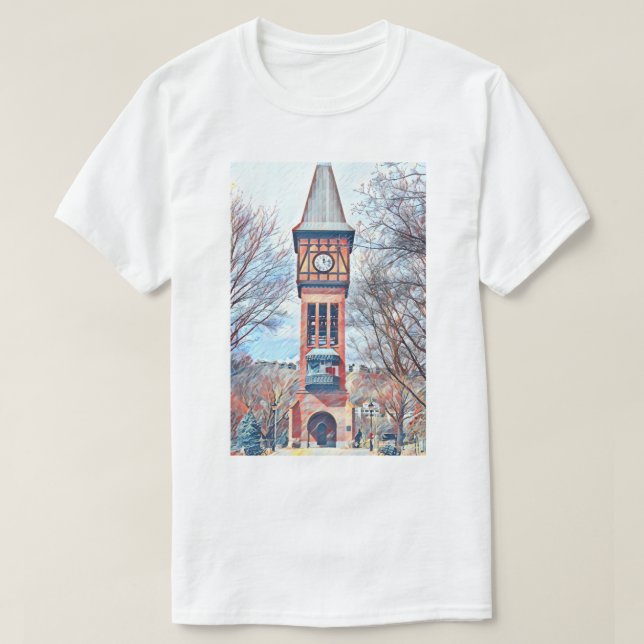 Covington, KY Goebel Park Clock Tower Painting T-Shirt (Design Front)
