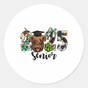 Cow 2025 Senior Cl Of 2025 Graduation 2025 Classic Round Sticker