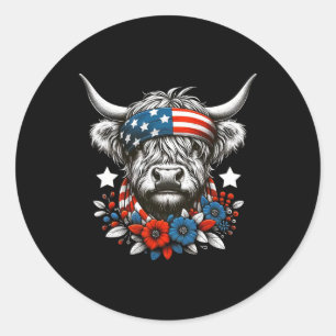 Cow 4th Of July American Flag Independence Day Classic Round Sticker