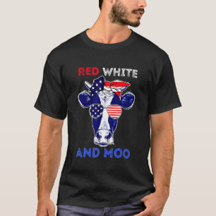Cow 4th Of July Moorica Merica Men Women Usa Flag T-Shirt