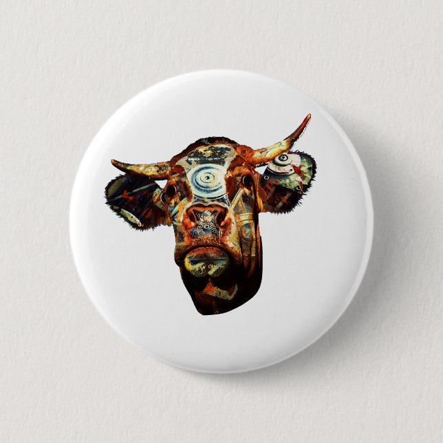 Cow 6 Cm Round Badge (Front)