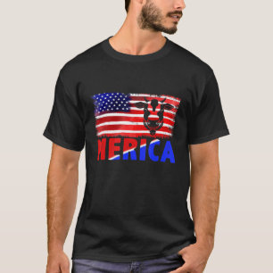 Cow A-Merica Independence Day 4th Of July Usa Flag T-Shirt