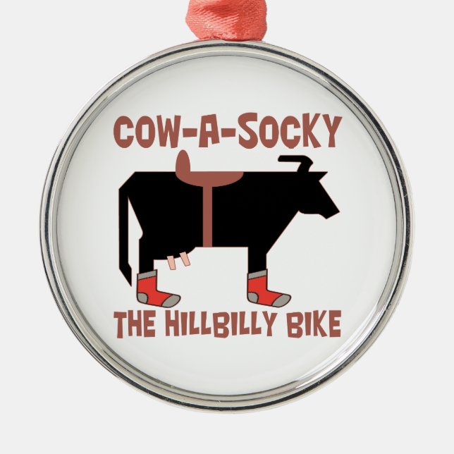 Cow-A-Socky The HillBilly Bike Metal Ornament (Front)