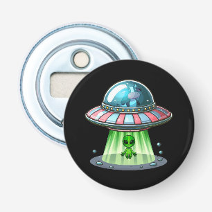 Cow Abducting Alien Bottle Opener