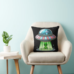 Cow Abducting Alien Cushion