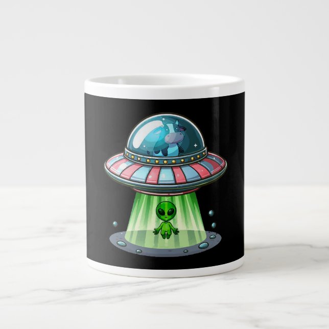 Cow Abducting Alien Large Coffee Mug (Front)