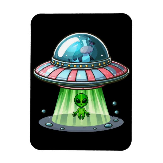 Cow Abducting Alien Magnet (Vertical)