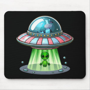 Cow Abducting Alien Mouse Pad