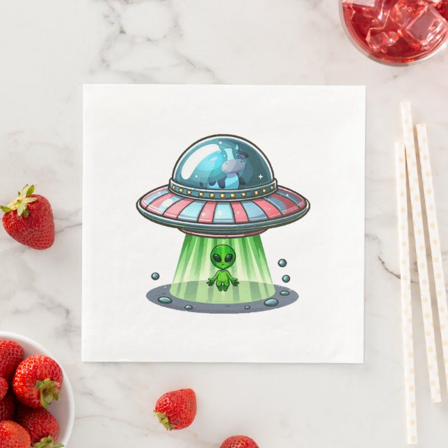 Cow Abducting Alien Napkin (Insitu)