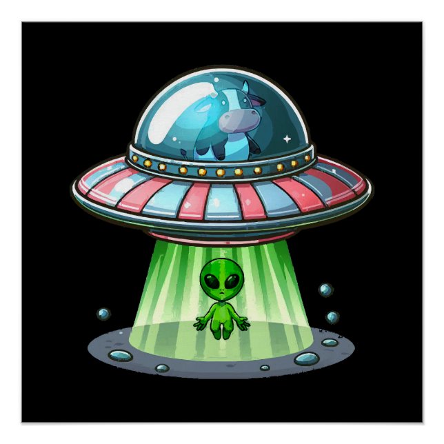 Cow Abducting Alien Poster (Front)