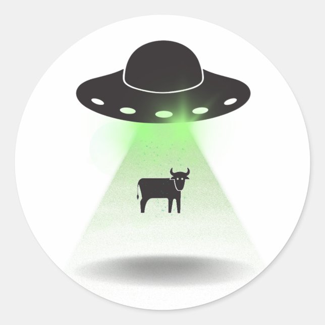Cow Abduction Classic Round Sticker (Front)