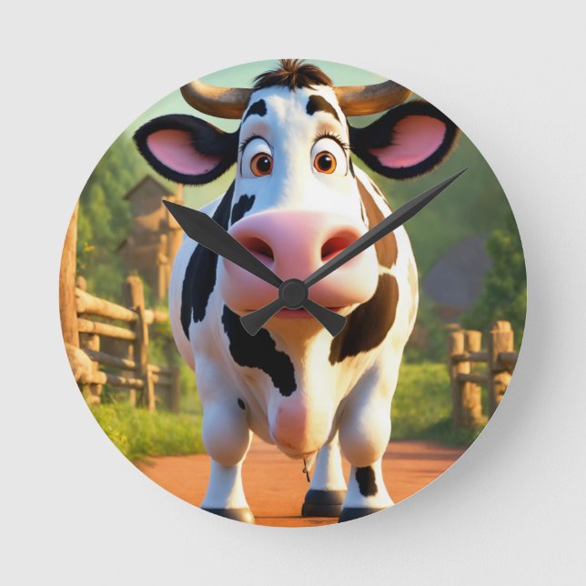 Cow-abunga Round Clock (Front)