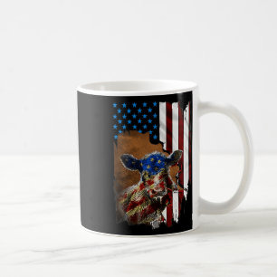 Cow America Flag 4th Of July Beef Cow Face Flag Coffee Mug