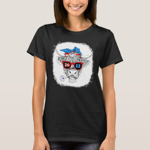 Cow America Flag Heifer American Messy Bun Cow 202 T-Shirt