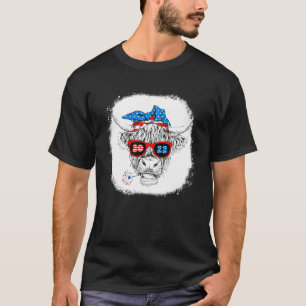Cow America Flag Heifer American Messy Bun Cow 202 T-Shirt