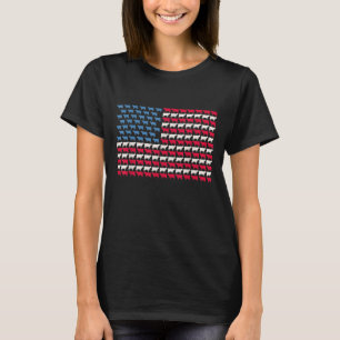 Cow American Flag Heifer US 4th Of July Farm Cattl T-Shirt