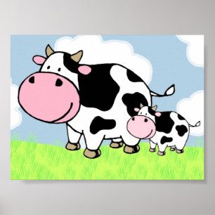 Cow and Baby Poster