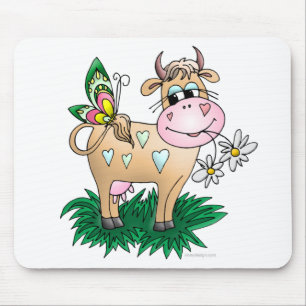 Cow and Butterfly Mouse Pad