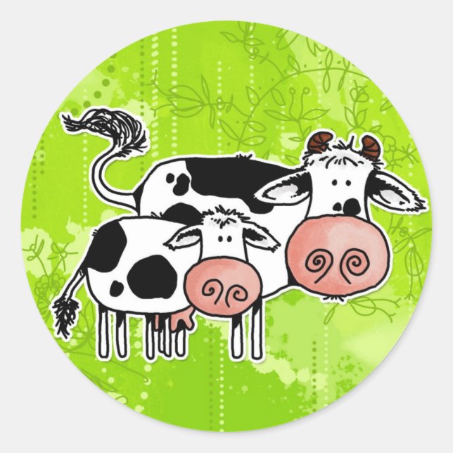cow and calf classic round sticker (Front)