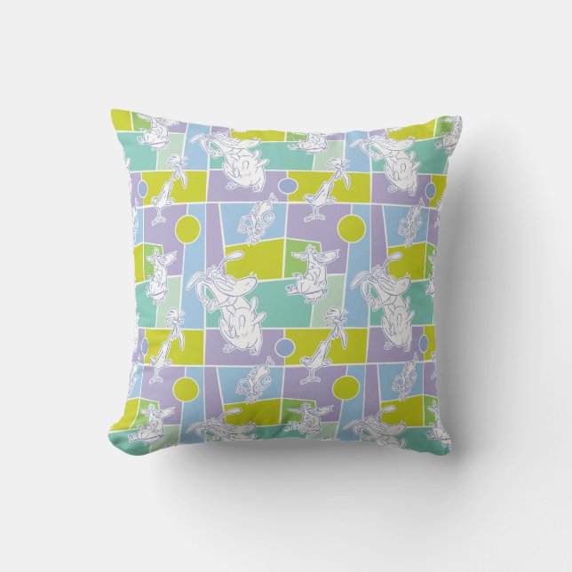 Cow and Chicken Colour Block Pattern Cushion (Front)