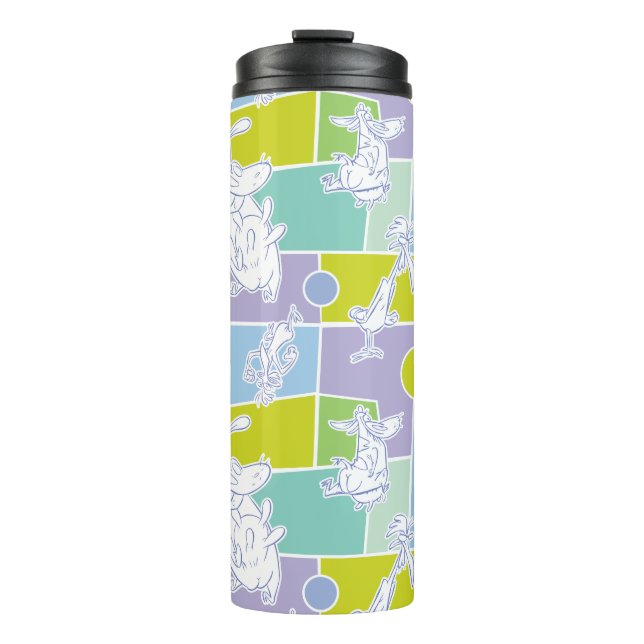 Cow and Chicken Colour Block Pattern Thermal Tumbler (Front)