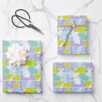 Cow and Chicken Colour Block Pattern Wrapping Paper Sheet