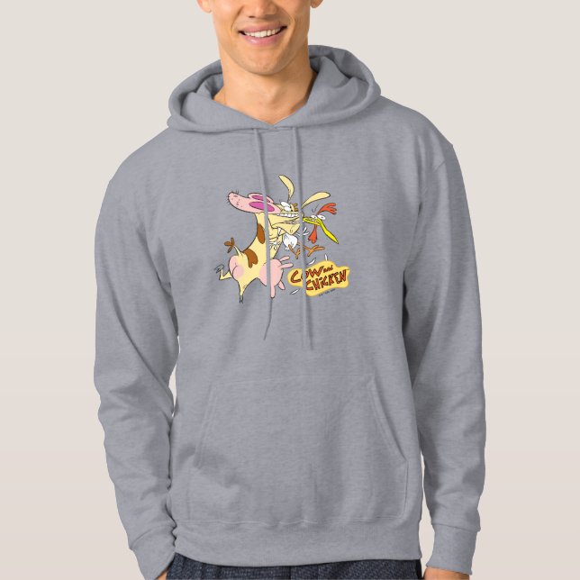 Cow and Chicken Hug Graphic Hoodie (Front)