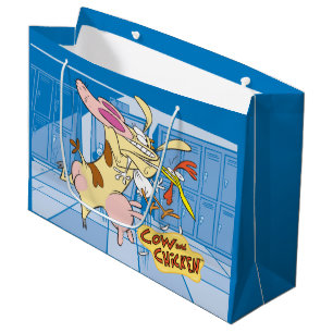 Cow and Chicken Hug Graphic Large Gift Bag