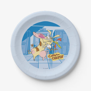 Cow and Chicken Hug Graphic Paper Plate