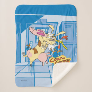 Cow and Chicken Hug Graphic Sherpa Blanket