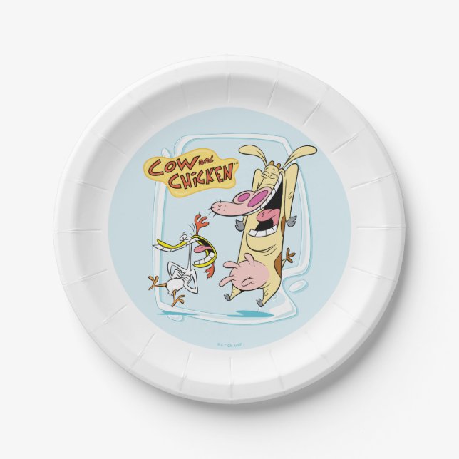 Cow and Chicken Laughing Graphic Paper Plate (Front)