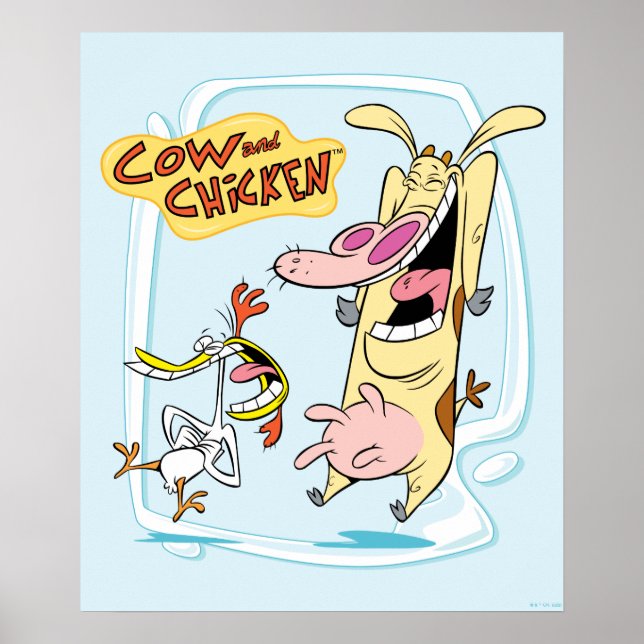 Cow and Chicken Laughing Graphic Poster (Front)