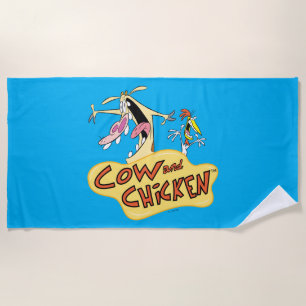 Cow and Chicken Logo Graphic Beach Towel