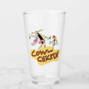 Cow and Chicken Logo Graphic Glass