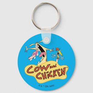 Cow and Chicken Logo Graphic Key Ring