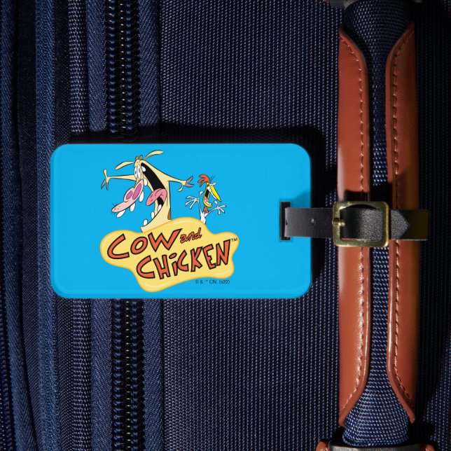 Cow and Chicken Logo Graphic Luggage Tag (Front Insitu 4)