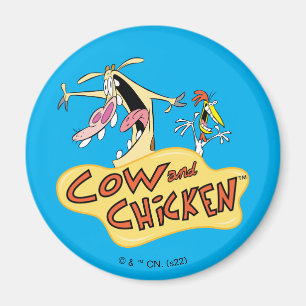 Cow and Chicken Logo Graphic Magnet