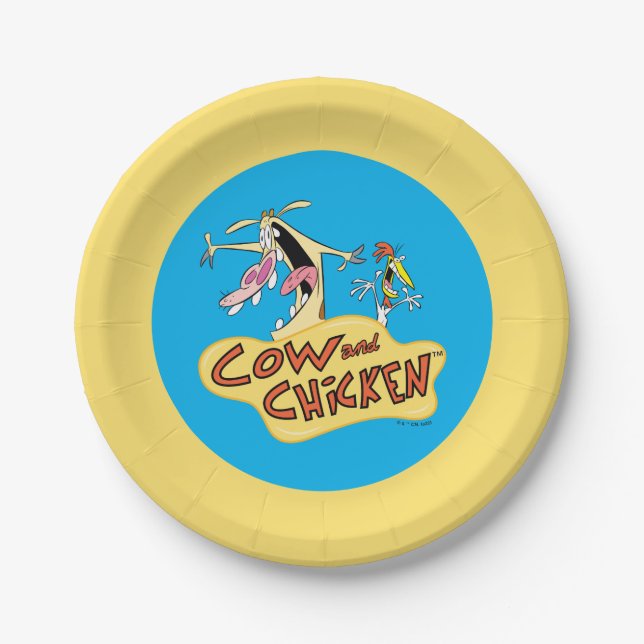 Cow and Chicken Logo Graphic Paper Plate (Front)