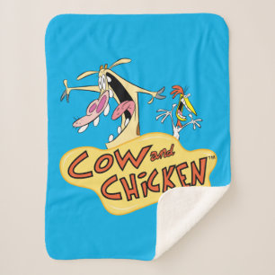 Cow and Chicken Logo Graphic Sherpa Blanket