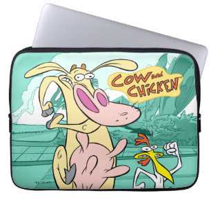 Cow and Chicken Running Graphic Laptop Sleeve