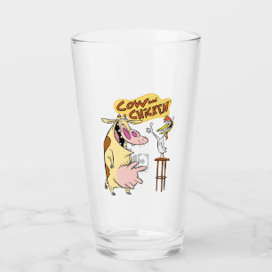 Cow and Chicken Smiling Graphic Glass