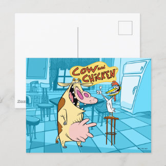 Cow and Chicken Smiling Graphic Postcard