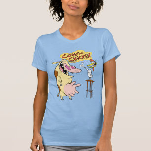 Cow and Chicken Smiling Graphic T-Shirt