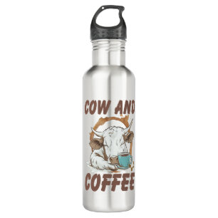 Cow and Coffee , Funny Western Girl 710 Ml Water Bottle