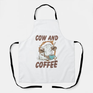 Cow and Coffee Png, Funny Western Girl Apron