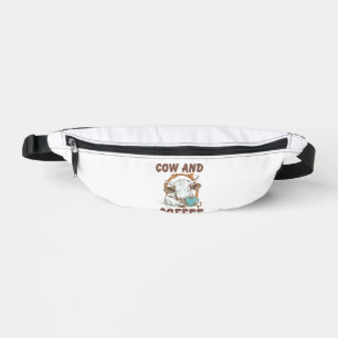 Cow and Coffee Png, Funny Western Girl Bum Bags