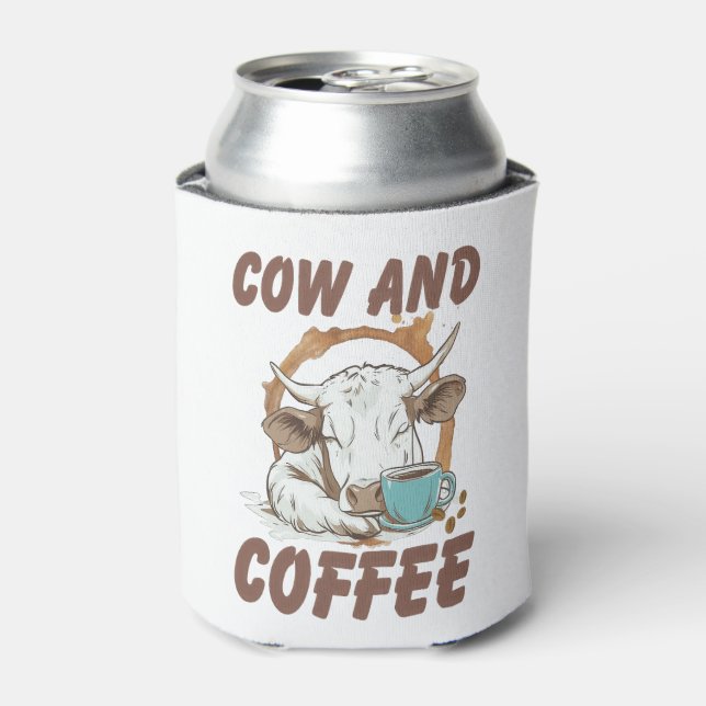 Cow and Coffee Png, Funny Western Girl Can Cooler (Can Front)