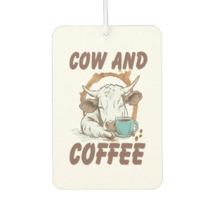 Cow and Coffee Png, Funny Western Girl Car Air Freshener
