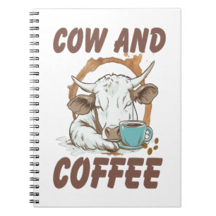 Cow and Coffee Png, Funny Western Girl Notebook