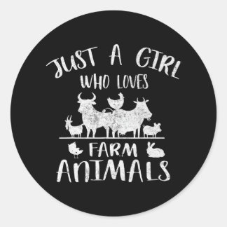Cow And Goat Lover Just A Girl Who Loves Farm Classic Round Sticker